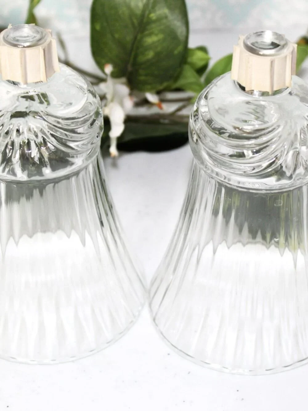 Vintage Set of 2 Homco Home Interiors Glass Peg Ribbed Swag Votive Cup Sconce Ca
